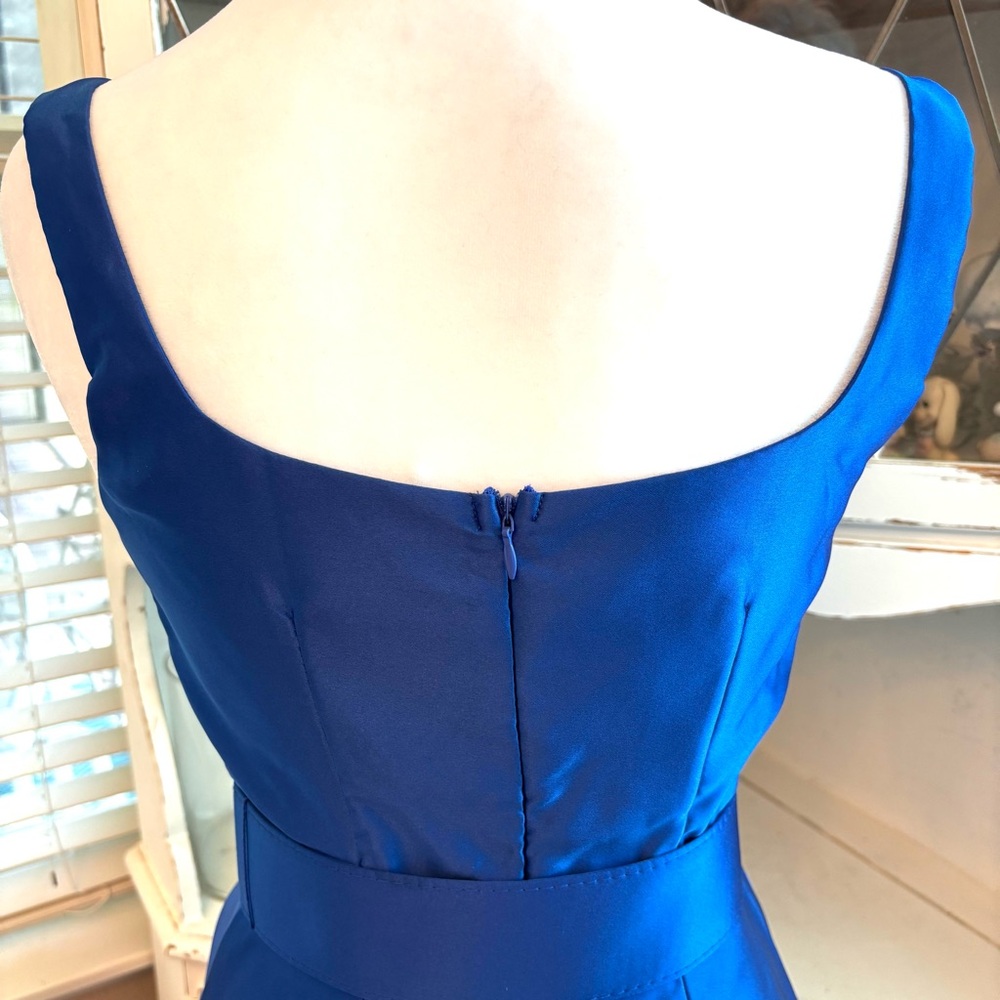 NEW, Royal Blue Dress, Blue Satin Dress, Prom, Dress with Belt NWOT, Size XS/0-2 - Picture 9 of 14